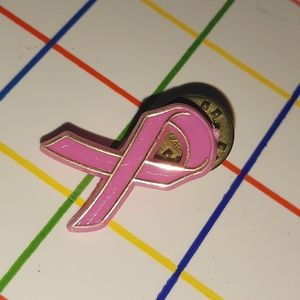 Vintage plastic breast cancer awareness pink ribbon lapel pin